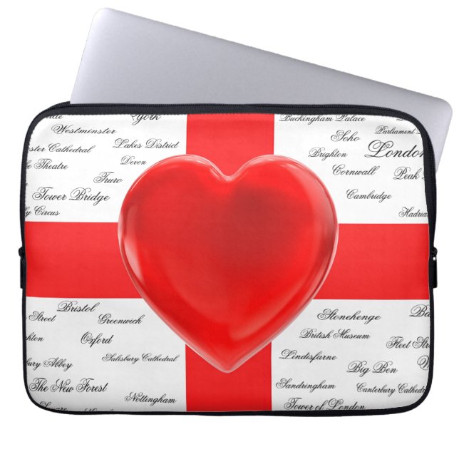 I Heart England Flag St George Patriotic Laptopschutzhülle (Vorderseite)