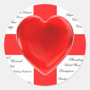 I Heart England Flag St George Patriotic Runder Aufkleber