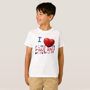 I Heart England überlagert auf Union Jack Boys cn T-Shirt