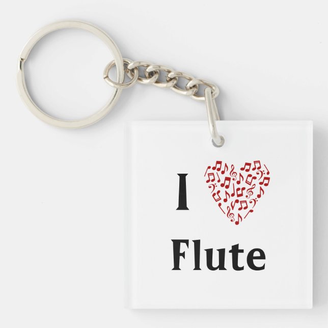 I Heart Flute - Musikinstrument Schlüsselanhänger (Vorderseite)