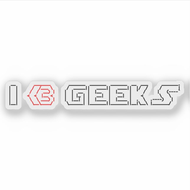 I Heart Geeks ASCII ART Aufkleber (Vorderseite)