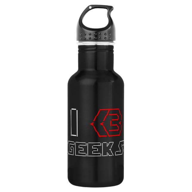 I Heart Geeks ASCII ART Edelstahlflasche (Vorderseite)