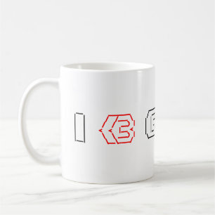 I Heart Geeks ASCII ART Kaffeetasse