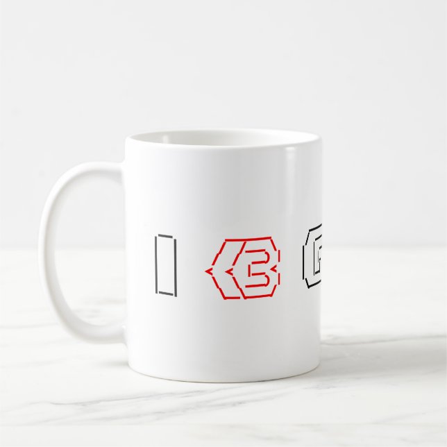 I Heart Geeks ASCII ART Kaffeetasse (Links)