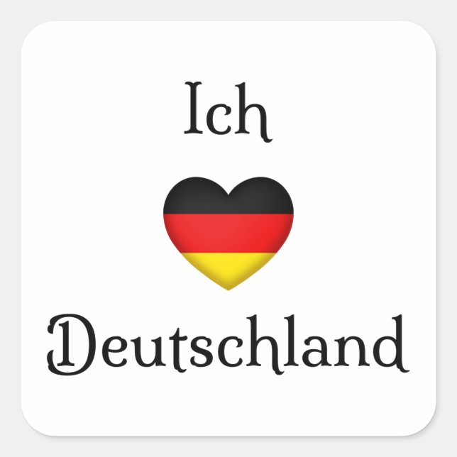 "I Heart Germany" Deutscher Prix World Traveller Quadratischer Aufkleber (Vorderseite)