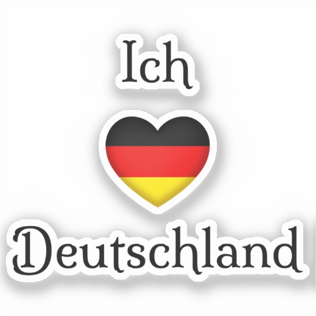 "I heart Germany" "Ich Liebe Deutschland" Deutsch Aufkleber (Vorderseite)