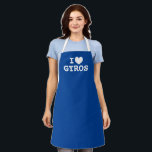 I heart gyros Funny Greece Cuisine Schürze<br><div class="desc">Ich herz gyros Funny Griechisch Küche Schürze für Damen und Herren. Ich Liebe Template Design für Ihr Lieblingsessen. Spaß beim Kochen und GRILLEN Schürze in jeder Farbe. Niedliche personalisierte Geschenkidee für griechische Freunde,  Familie,  Restaurant Koch,  Koch,  Mama,  Papa,  Feinschmecker etc. Blau und Weiß oder Sonderfarben.</div>