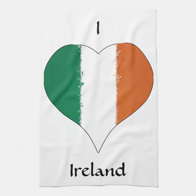 I Heart Ireland Irish Tricolor Flag Geschirrtuch (Vertikal)