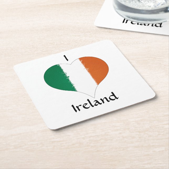 I Heart Ireland Irish Tricolor Flag Rechteckiger Pappuntersetzer (angewinkelt)