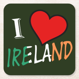 I Heart Ireland Overlay Küste Rechteckiger Pappuntersetzer