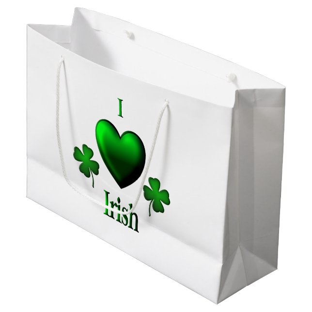 I Heart Irish Große Geschenktüte (Vorderseite Schrägansicht)
