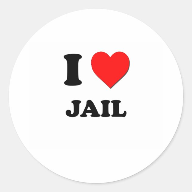 I Heart Jail Runder Aufkleber (Vorderseite)