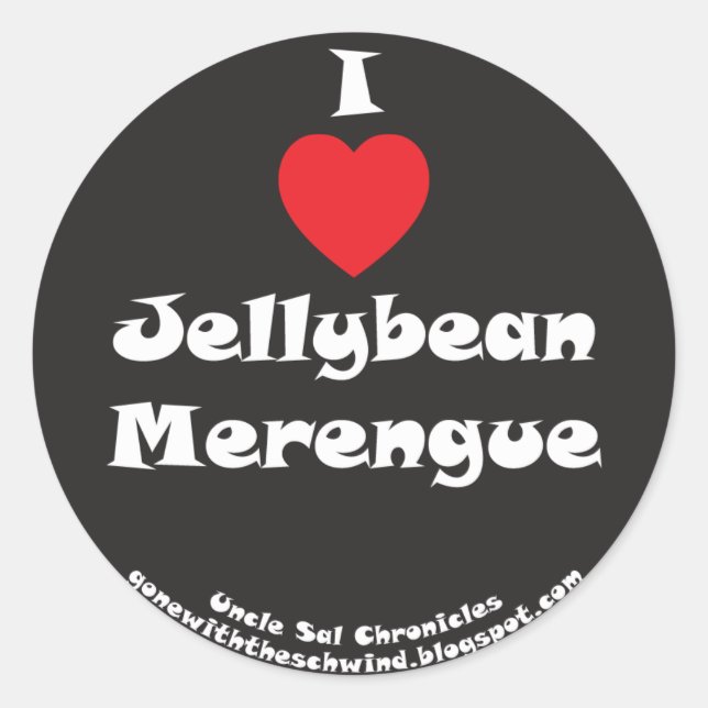 I Heart Jellybohne Merengue schwarz Runder Aufkleber (Vorderseite)