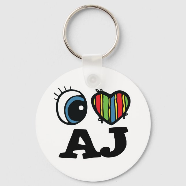I Heart (Liebe) AJ Schlüsselanhänger (Vorderseite)