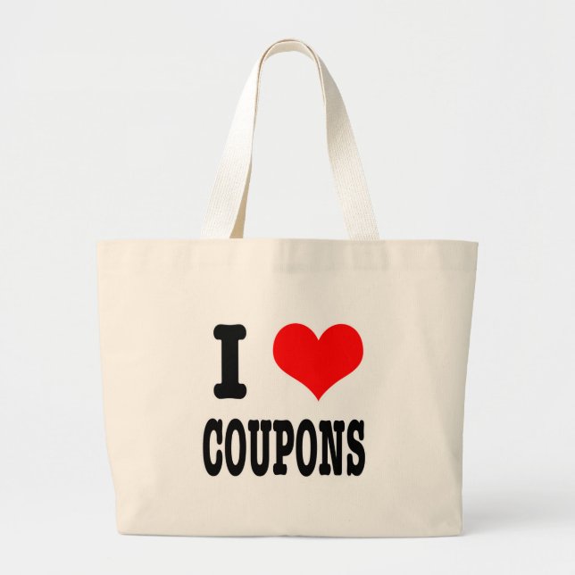 I HEART (LIEBE) Coupons Jumbo Stoffbeutel (Vorne)