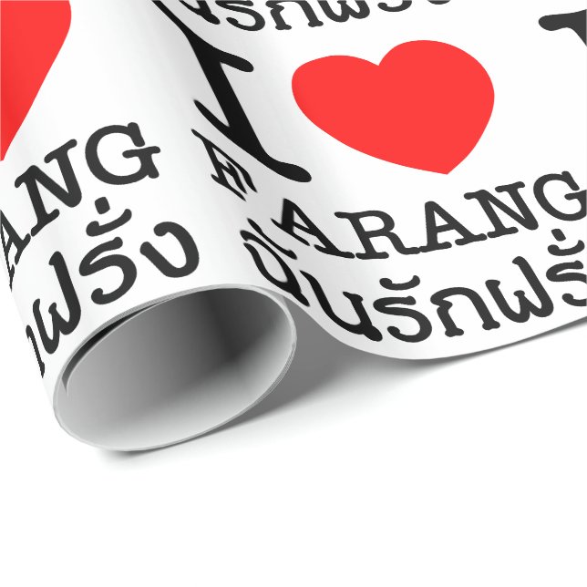 I Heart (Liebe) Farang Geschenkpapier (Rolleneckpunkt)