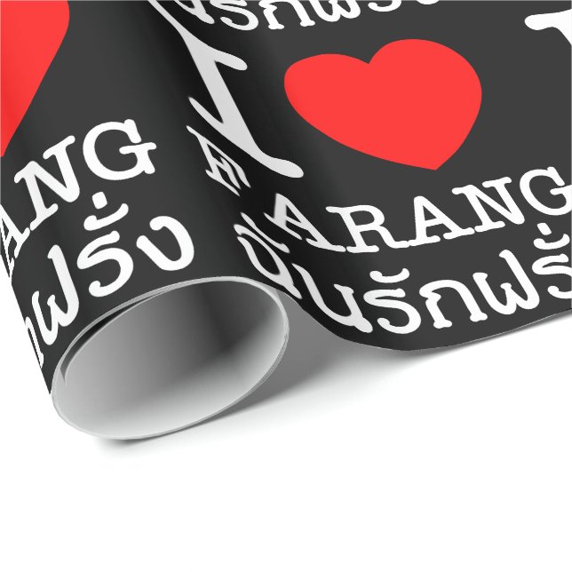 I Heart (Liebe) Farang Geschenkpapier (Rolleneckpunkt)