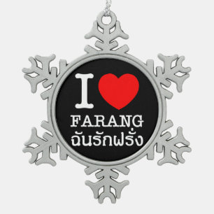 I Heart (Liebe) Farang Schneeflocken Zinn-Ornament
