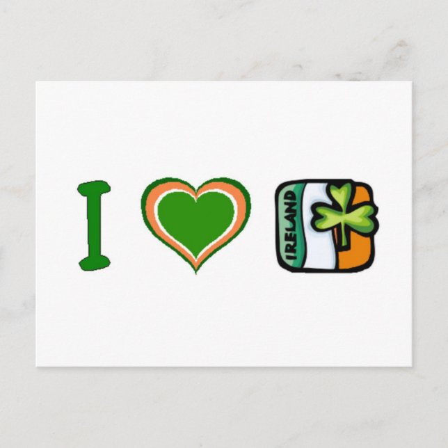I Heart (Liebe) Irland Postkarte (Vorderseite)