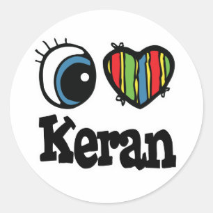 I Heart (Liebe) Keran Runder Aufkleber