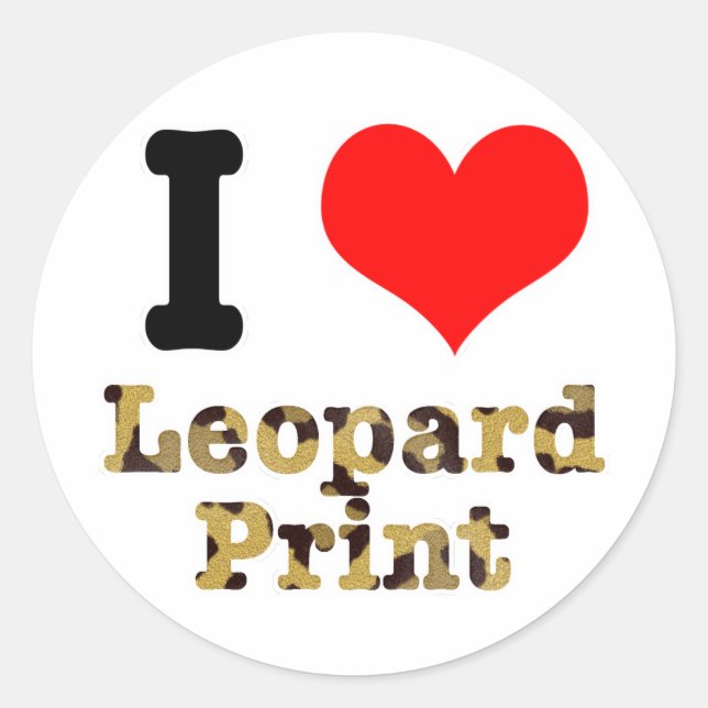 I HEART (LIEBE) Leopardendruck Runder Aufkleber (Vorderseite)