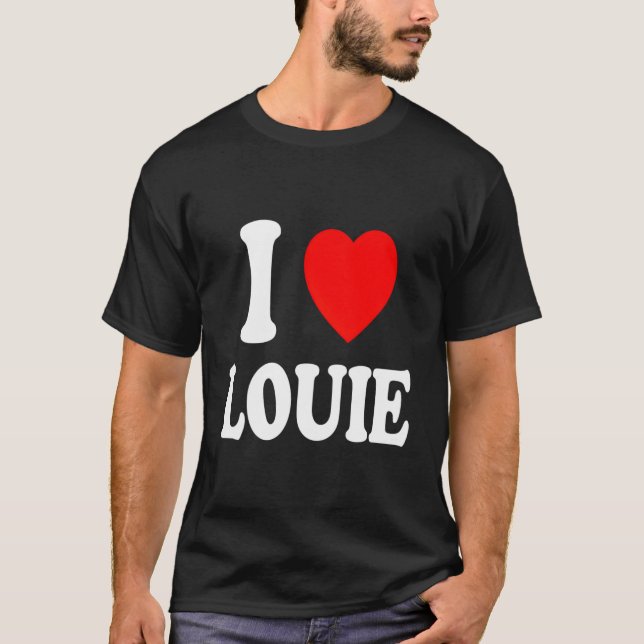 I Heart (Liebe) Louie Niedlich Matching Couple Ehe T-Shirt (Vorderseite)