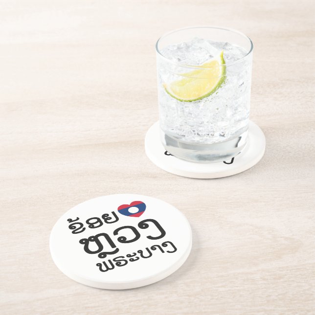 I Heart (Liebe) Luang Prabang, Laos Sprachskript Sandstein Untersetzer (Seite)