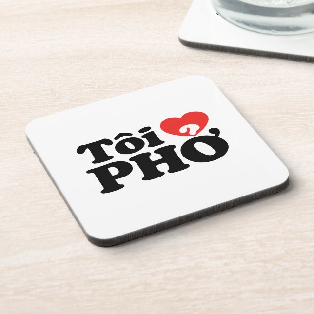 I Heart (Liebe Pho (Tôi PHỞ) vietnamesische Sprach Getränkeuntersetzer (Linke Seite)