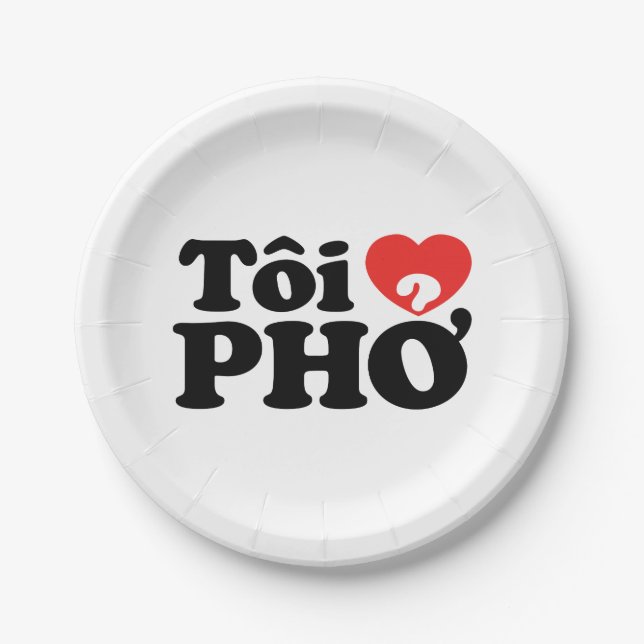 I Heart (Liebe Pho (Tôi PHỞ) vietnamesische Sprach Pappteller (Vorderseite)