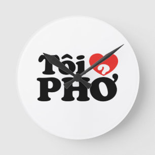 I Heart (Liebe Pho (Tôi PHỞ) vietnamesische Sprach Runde Wanduhr