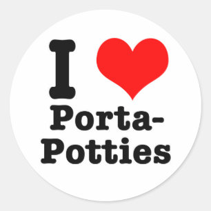 I HEART (LIEBE) porta potties Runder Aufkleber