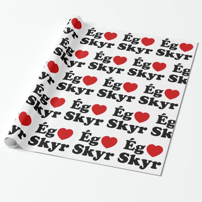 I Heart (Liebe) Skyr [Ég Elska Skyr] Isländisch Geschenkpapier (Ungerollt)