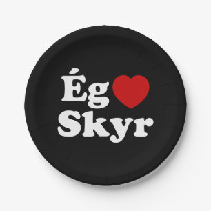 I Heart (Liebe) Skyr [Ég Elska Skyr] Isländisch Pappteller