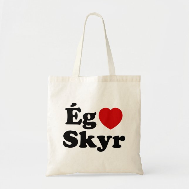 I Heart (Liebe) Skyr [Ég Elska Skyr] Isländisch Tragetasche (Vorne)