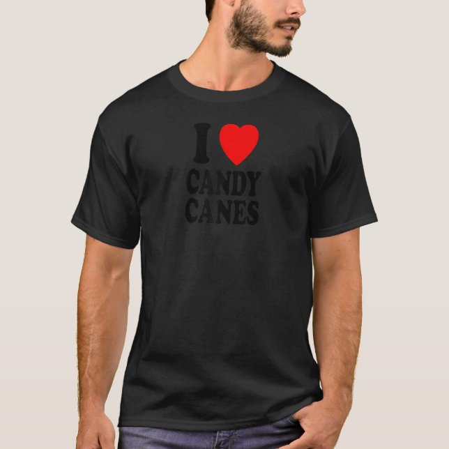 I Heart Love Candy Canes Winter Peppermint Christm T-Shirt (Vorderseite)