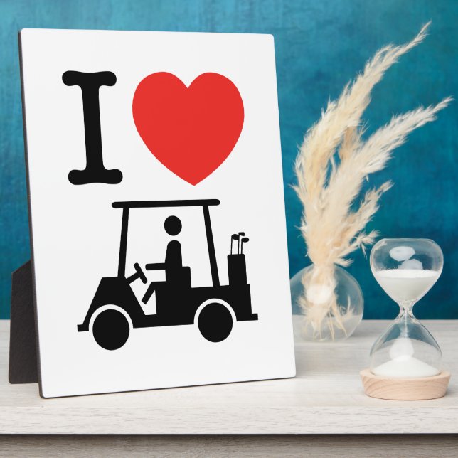I Heart (Love) Golf Cart Fotoplatte (Seite)
