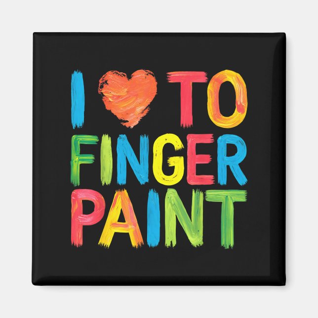 I Heart Love To Finger Paint Cute Couple Valentine Magnet (Vorne)