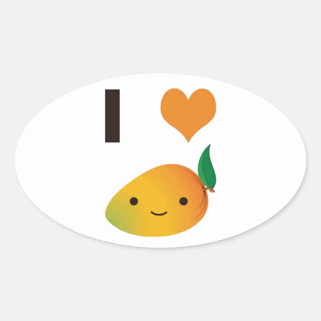 I Heart Mango Ovaler Aufkleber (Vorderseite)