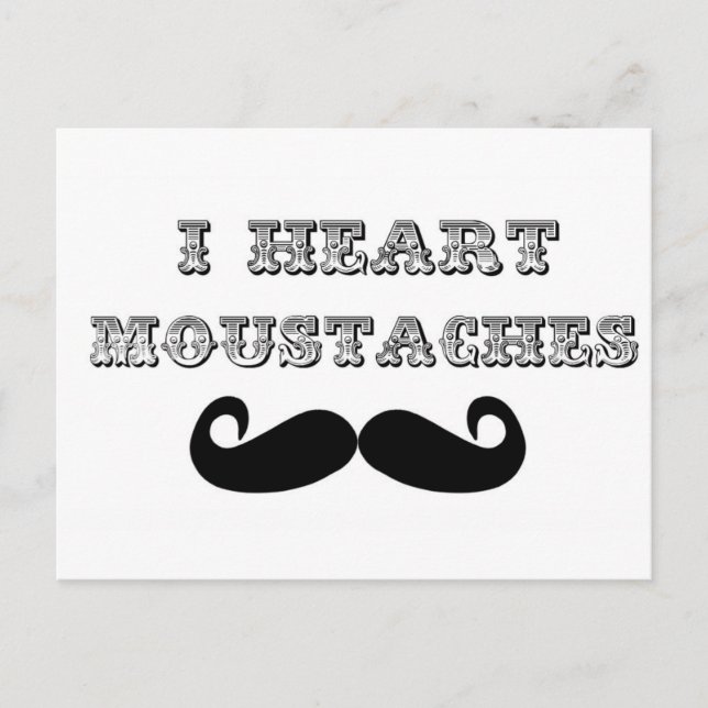 I Heart Mustaches Postkarte (Vorderseite)