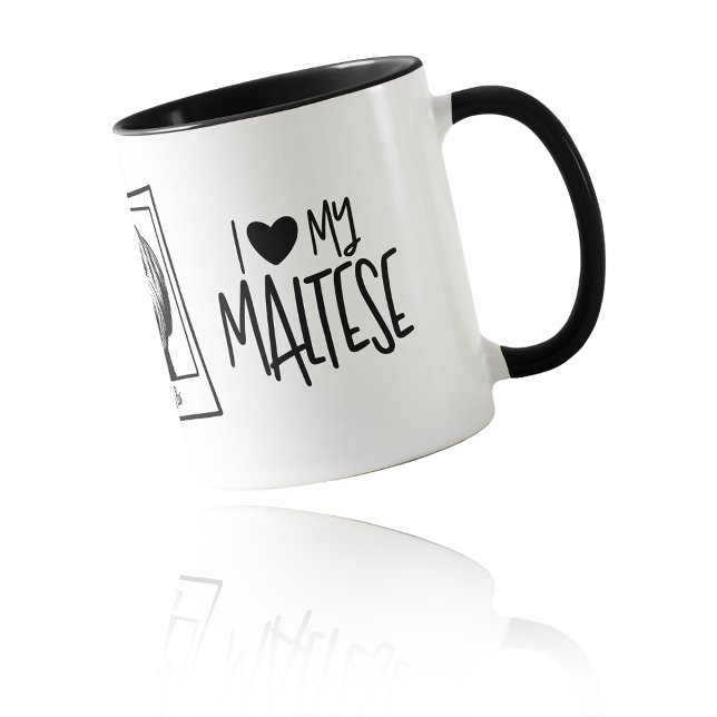 I Heart My Maltese Pop Art Custom Photo & Name Tasse (I Heart My Maltese Pop Art Custom Photo & Name Mug)