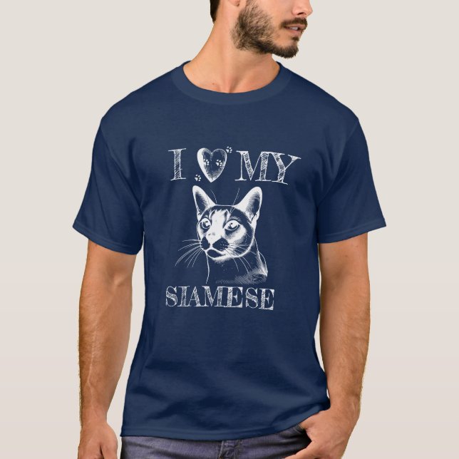I Heart My Siamese, Cat Pawprints White T-Shirt (Vorderseite)