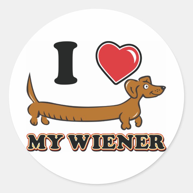I-HEART-MY-WEINER RUNDER AUFKLEBER (Vorderseite)