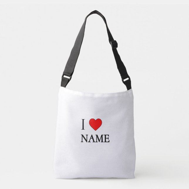 I heart name (customisable) tragetaschen mit langen trägern (Vorderseite)