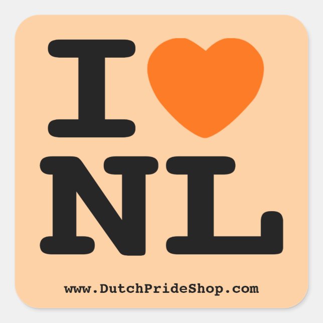 I heart NL Quadratischer Aufkleber (Vorderseite)