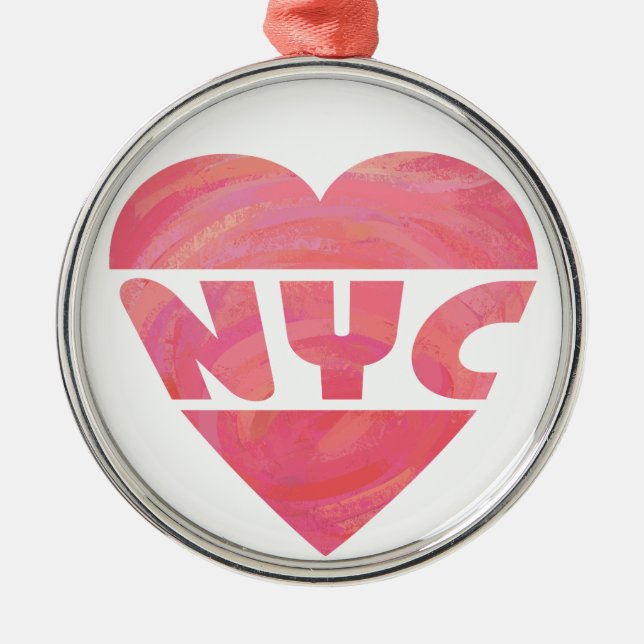 I Heart NYC Silbernes Ornament (Vorne)