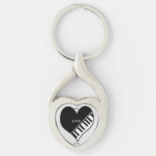 I Heart Piano auf silberfarbenem Schlüsselanhänger