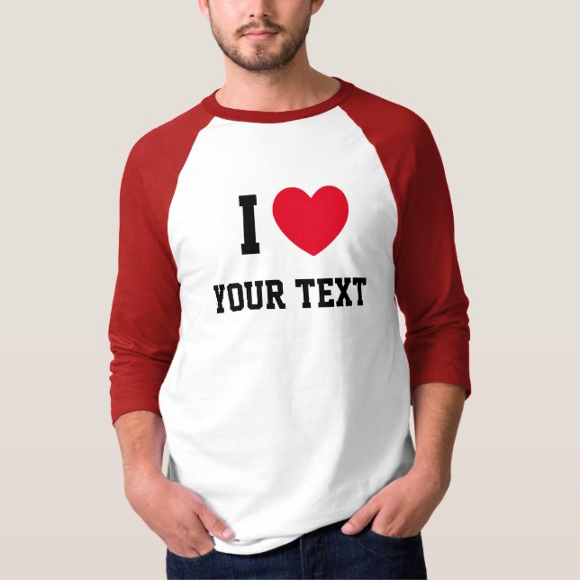 I Heart Red Love Custom Text T-Shirt (Vorderseite)