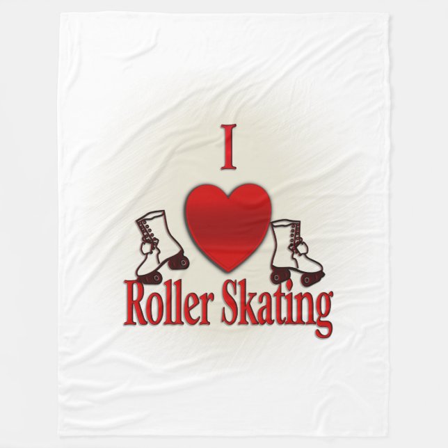 I Heart Roller Skaten Fleecedecke (Vorderseite)