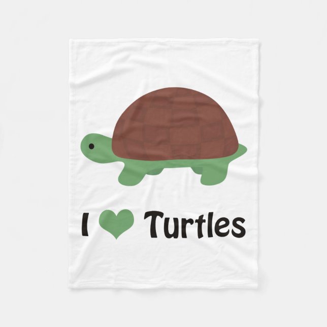 I heart Schildkröten Niedlich Kleiner Cartoon Schi Fleecedecke (Vorderseite)