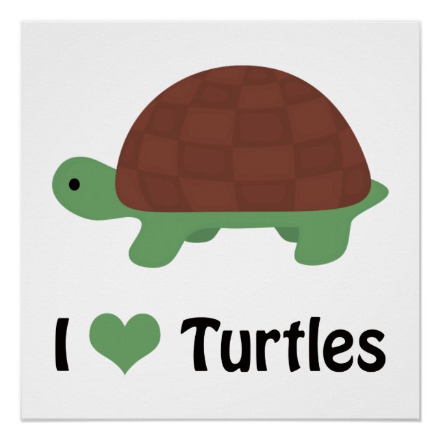 I heart Schildkröten Niedlich Kleiner Cartoon Schi Poster (Vorderseite)